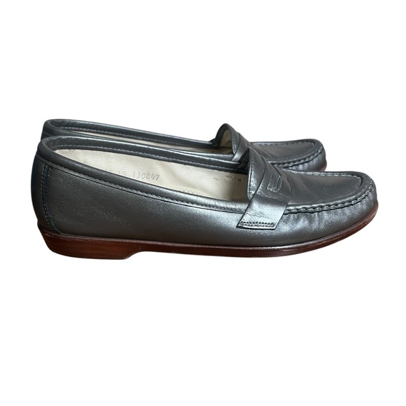 VTG SAS Tripad Comfort Womens Flat Loafers Leather Pewter Pennyloafer Size 7.5 N - Picture 1 of 9